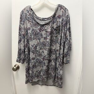 Lane Bryant Gray, Navy & Maroon Floral Top